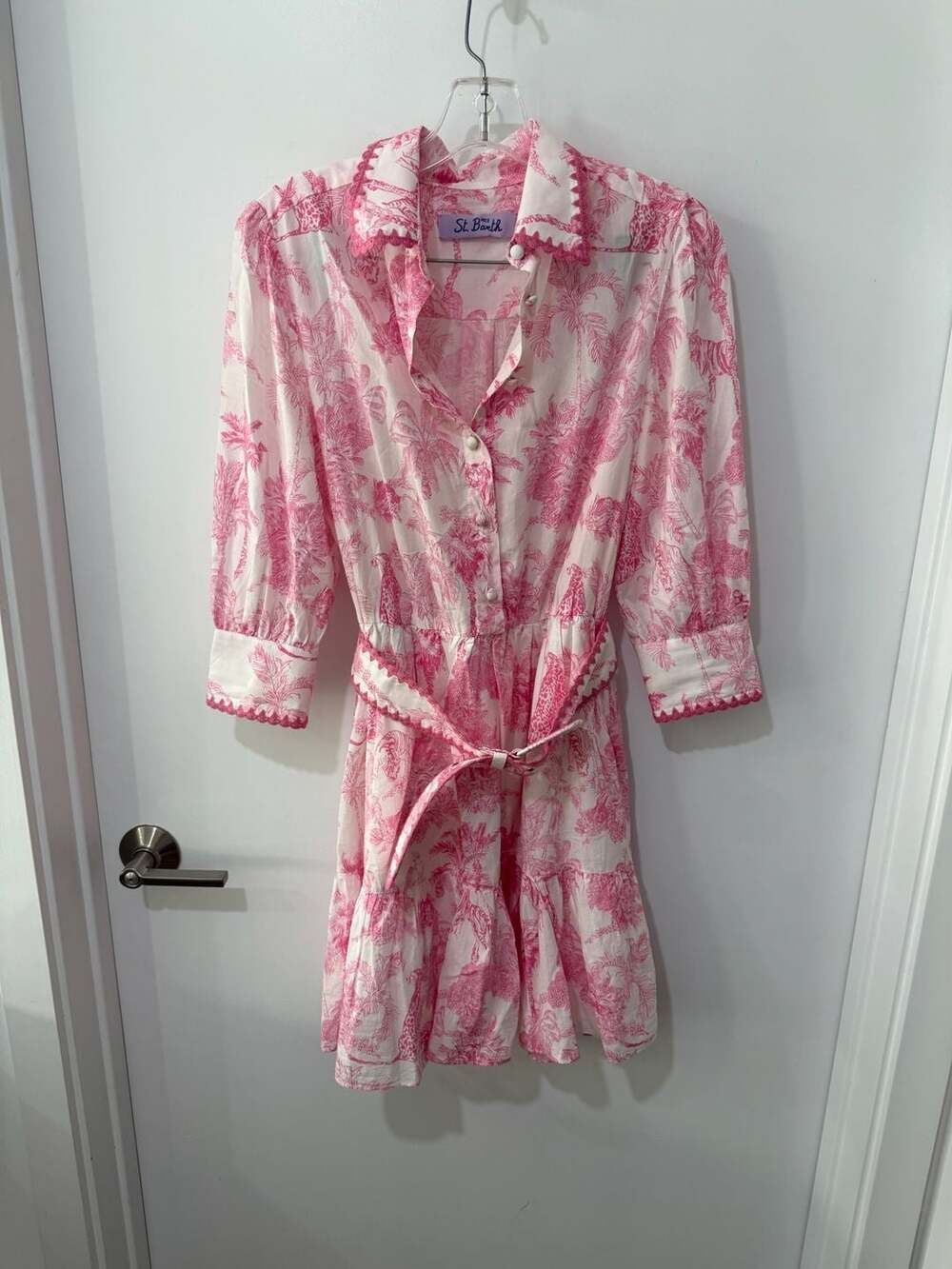 MC2 Saint Barth Daisi Jungle-Print Belted Cotton Shirt Dress